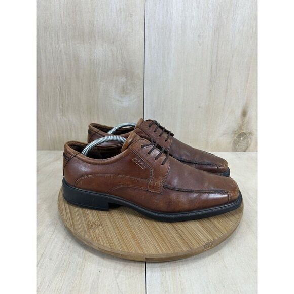 Ecco Helsinki Brown Leather Dres Shoes Mens Size 43 US Mens Size 9/9.5 - Picture 3 of 7